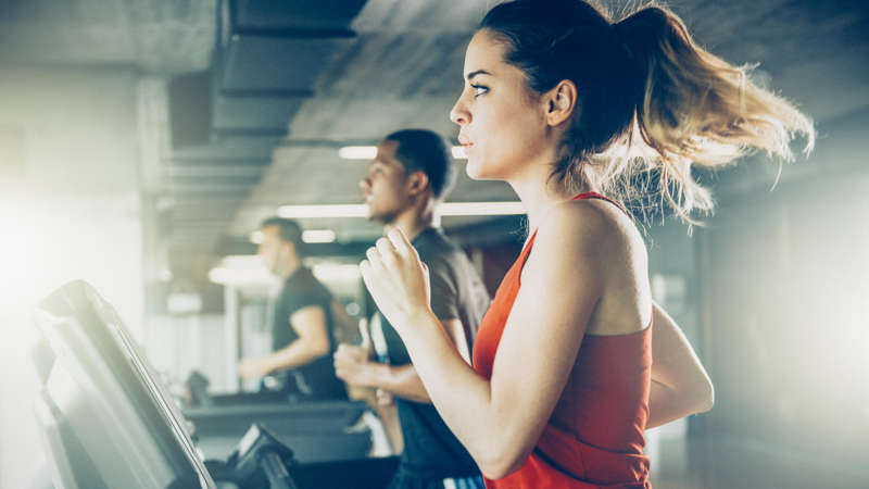 Diverse People Running on Treadmill